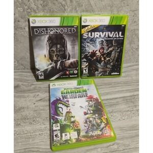 XBOX 360 Game Lot Dishonored Cabelas Survival Plants Zombies Garden Warfare